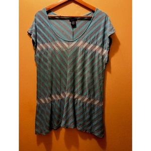Calvin Klein Jeans Top, Blue/Gray Stripe Sz XL